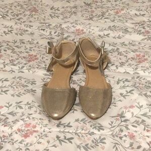 Gold Ankle Strap Flats